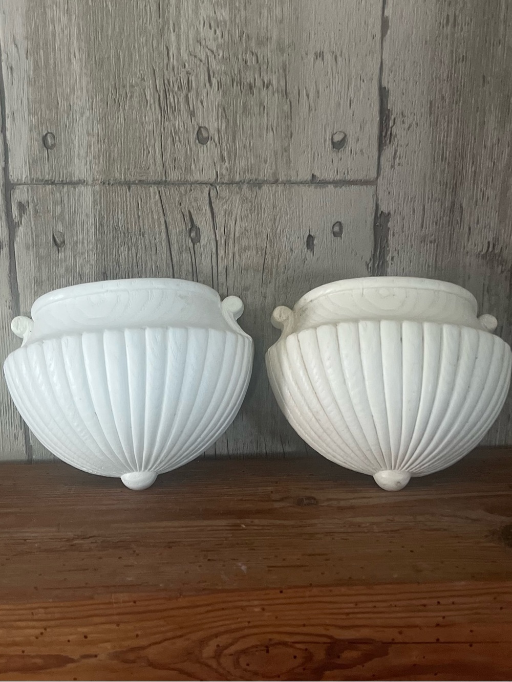 Vintage made in the USA Decorative White Ceramic Wall Planter - Set of 2